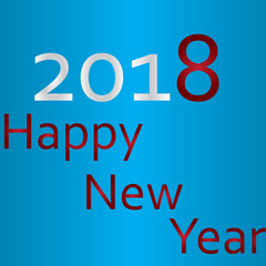 Happy New Year 2018 text design. Vector illustration of a greeting with white numbers and snowflakes.