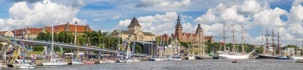 Szczecin, Poland-August 2017:Tall ship races finale 2017 - obrazy, fototapety, plakaty