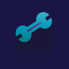 wrench. Design vector icon on blue background