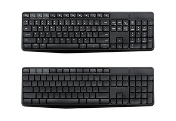 Top view of Full size wireless desktop computer keyboard isolated on white background with clipping...