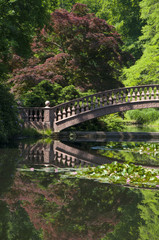 Fototapeta na wymiar Castle Wolfsgarden garden with Bridge