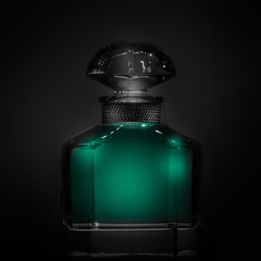 Eau de parfum. Beautiful green bottle with perfume