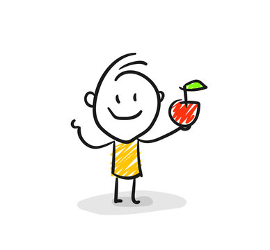Strichfiguren / Strichm&auml;nnchen: Apfel, Frucht, Gesundheit. (Nr. 49)
