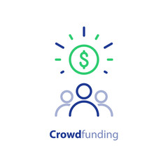 Obraz premium Donate money, crowdfunding line icon, investment and consolidation concept