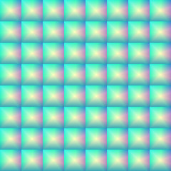Seamless pattern of glass convex mosaic, volumetric checkers, glass blocks. Holographic effect.