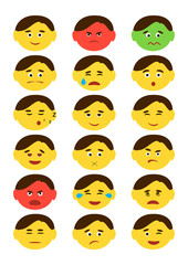 Flat style, emotion icons, set. Vector