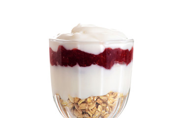closeup isolated strawberry vanilla parfait