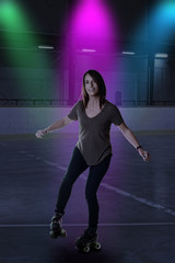 woman dancing on roller skates