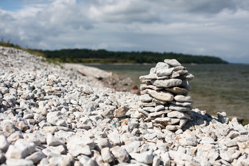Pyramid of stones on the beach