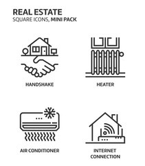 Obraz premium Real estate, square mini icon set.
