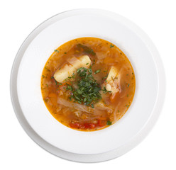 Delicious soup with vegetables.