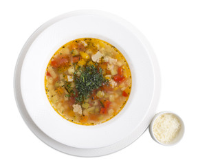 Minestrone with vegetables.