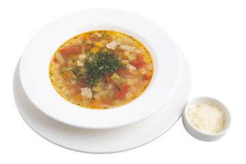 Minestrone with vegetables.