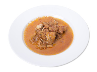 Roast chicken with gravy.