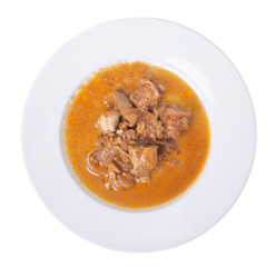 Roast chicken with gravy.
