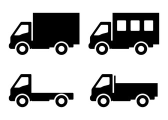 Set of silhouettes the cargo trucks.