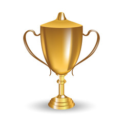 Illustration of gold shiny cup on white background