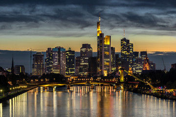 Looking down the Main river to the CBD in Frankfurt Am Main