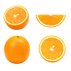 orange, orange slices on white background
