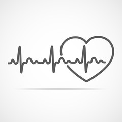 Heart with heartbeat sign. Vector illustration.