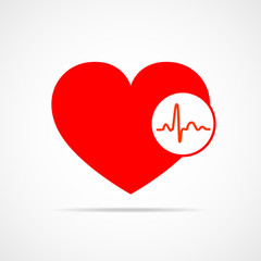 Heart with heartbeat sign. Vector illustration.