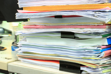 Stack of paper files