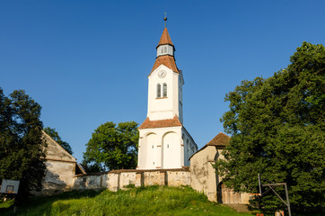 Fototapeta na wymiar Fortified church in the Bunesti village, Romania