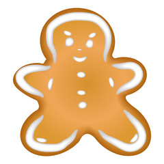 Gingerbread men with glaze. Isolated. Christmas. Handmade. Drawing.