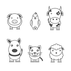 Monochrome illustrations of animals