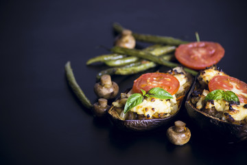 Eggplants stuffed with meat and vegetables
