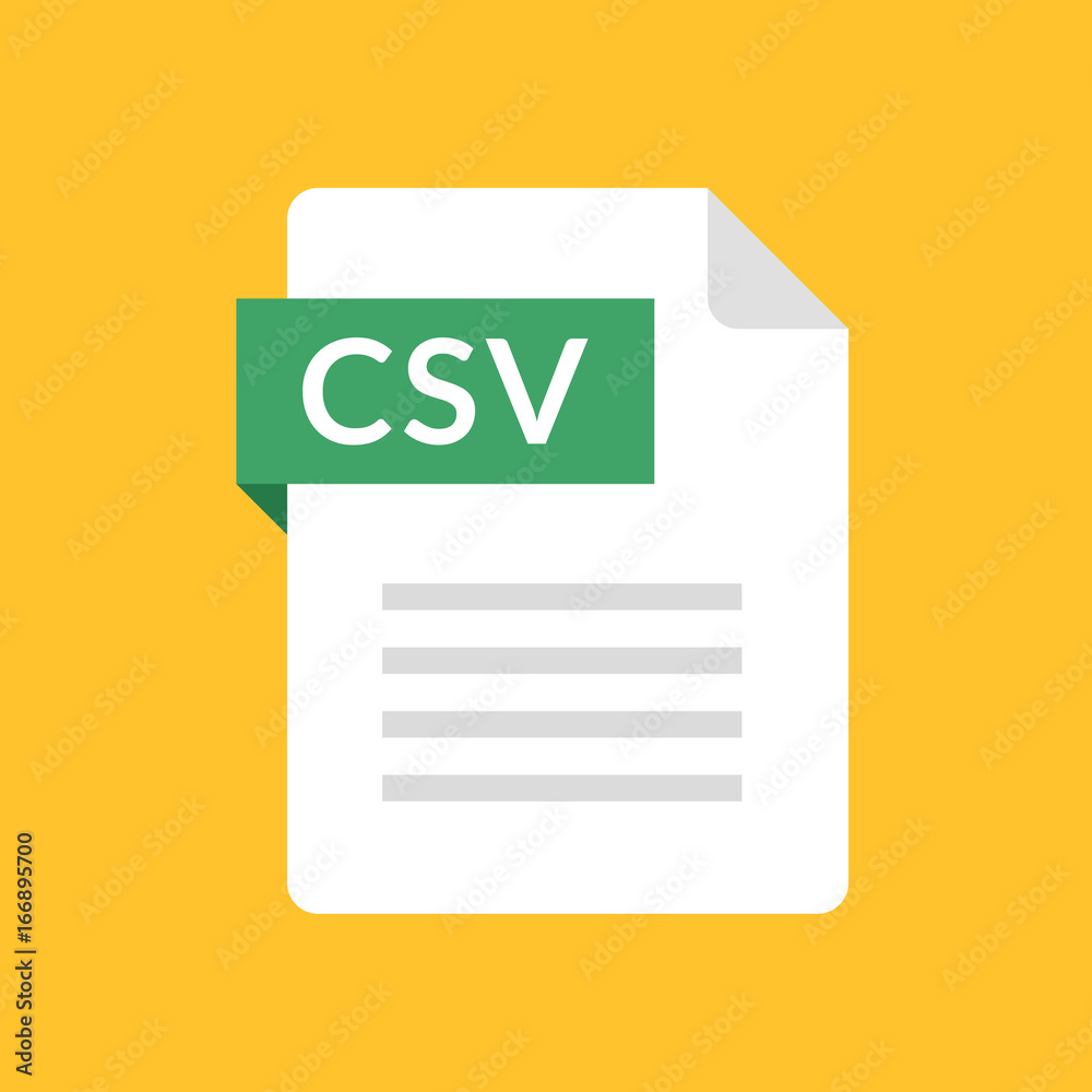 Fototapete csv file icon. comma-separated values document type. flat design graphic illustration. vector csv ic