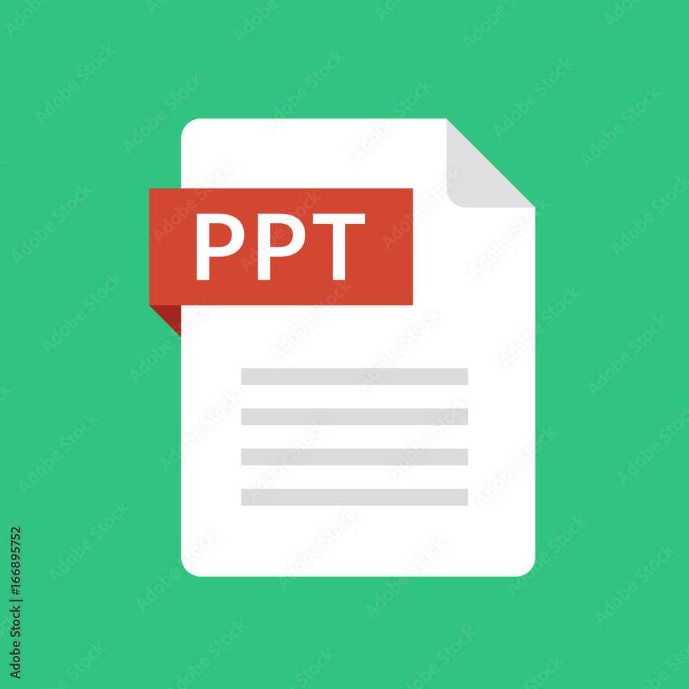 Fototapete PPT file icon. Presentation document type. Modern flat design graphic illustration. Vector PPT icon