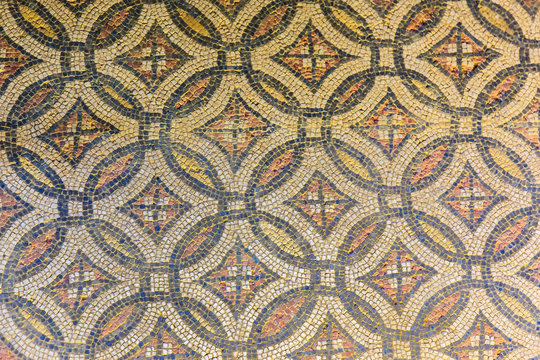 Roman mosaic background. La Olmeda, Palencia, Spain