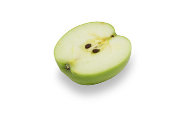 Half green Apple Isolated on White Background with Clipping Path.