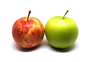 Red and Green Apple Isolated on White Background with Clipping Path.