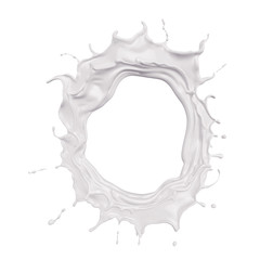 Round milk, Milk splash circle, white milk isolated on white background.