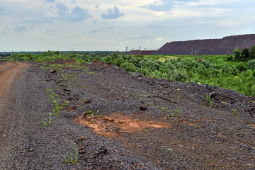 Production area with road and rocks