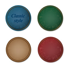 Set of leather labels .Leather sticker .Vector illustration .	