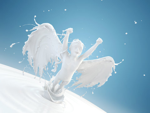 Splash of milk in form of Boy's body