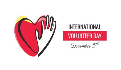 5 December. International volunteer day background. Hands and hearts design. Vector illustration