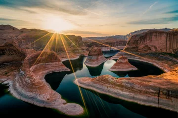 Poster Reflection Canyon bij zonsopgang (Utah) © Dario