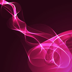 Pink wavy ribbon on a maroon background