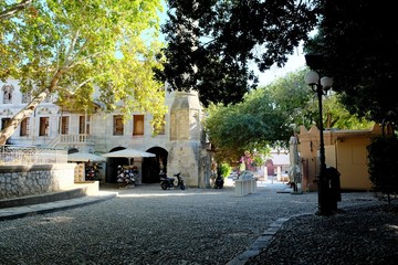 Obraz premium Old street of town Kos on the Kos island in the summertime.