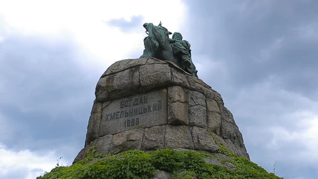 Monument Bogdan Khmelnitsky on square sights of Kyiv in Ukraine