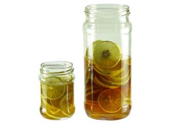 Honey lime in bottle isolated white