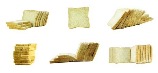 Set of slice bread on white background, isolated