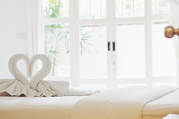 white bedroom with cozy interior style.
