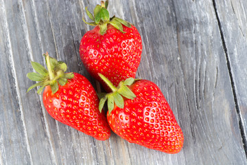 strawberries on wooden