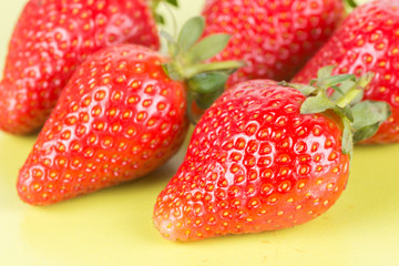 strawberries on wooden