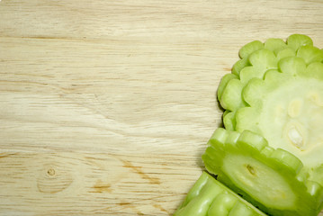 Balsam Pear on wooden background